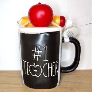 🆕️ Rae Dunn Matte Black #1 Teacher Topper Mug